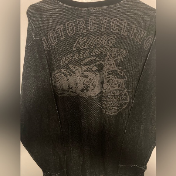 Harley-Davidson SZ XL Willie G Black Graphic long sleeve Henley 100% Cotton - Picture 5 of 12